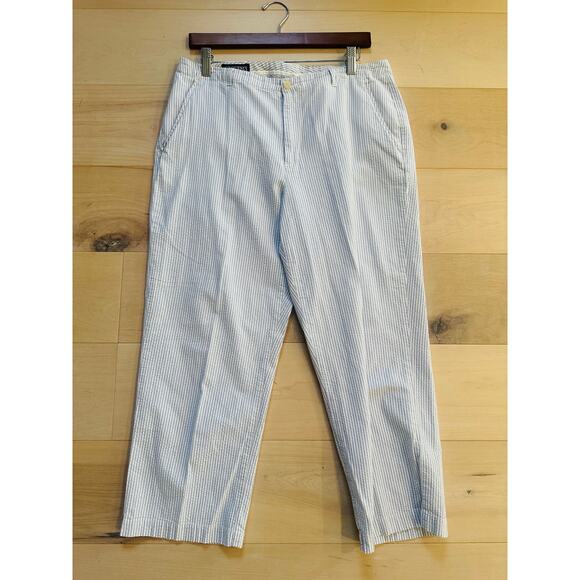 Lands' End Womens Pants Cropped Size 10 Seersucker Clam Digger Summer Cotton - Picture 9 of 11